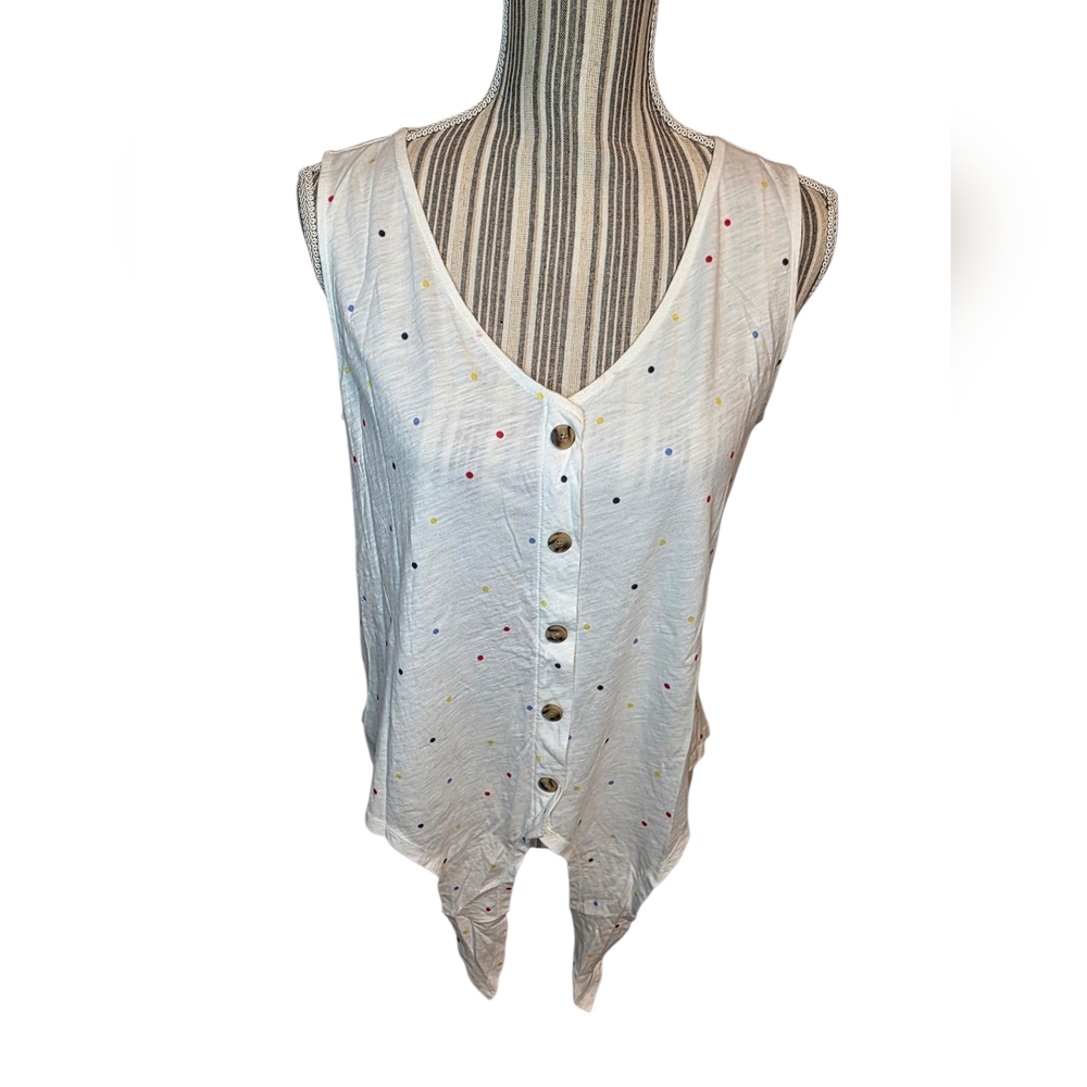 LOFT White Sleeveless Button-Front Tank Top Size M